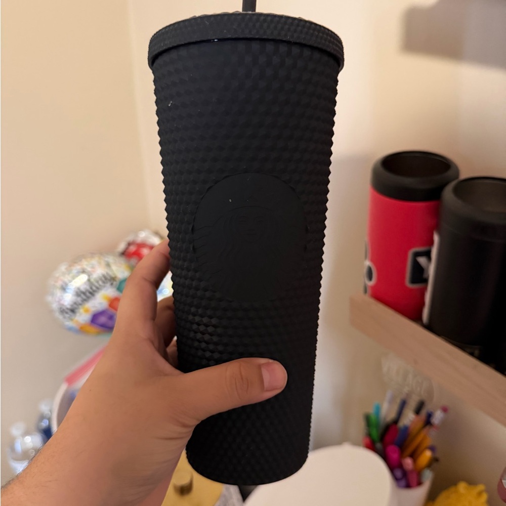 Starbucks Matte Black Tumbler with Textured Design